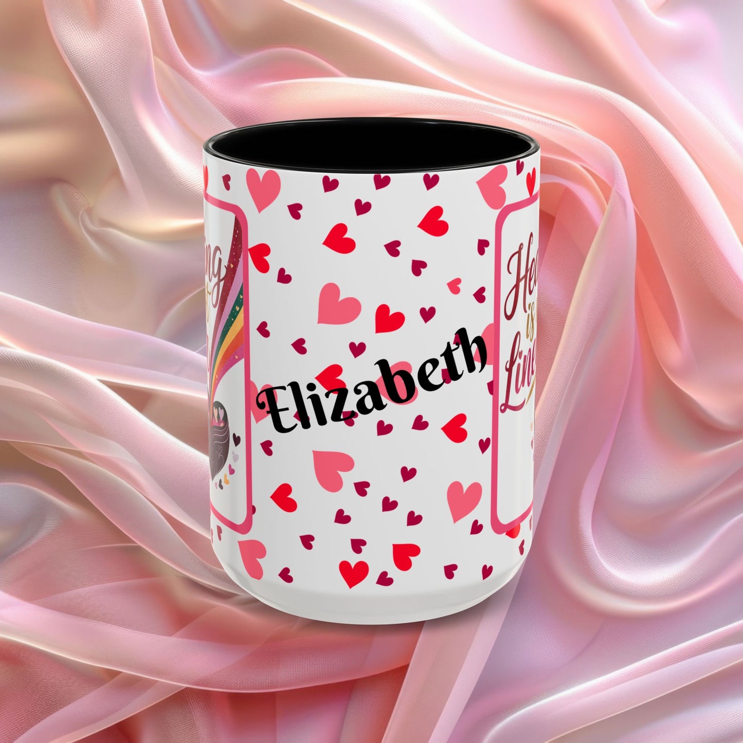 Healing Is Not Linear Valentines mug offering comfort and resilience, Valentine themed affirmation coffee cup