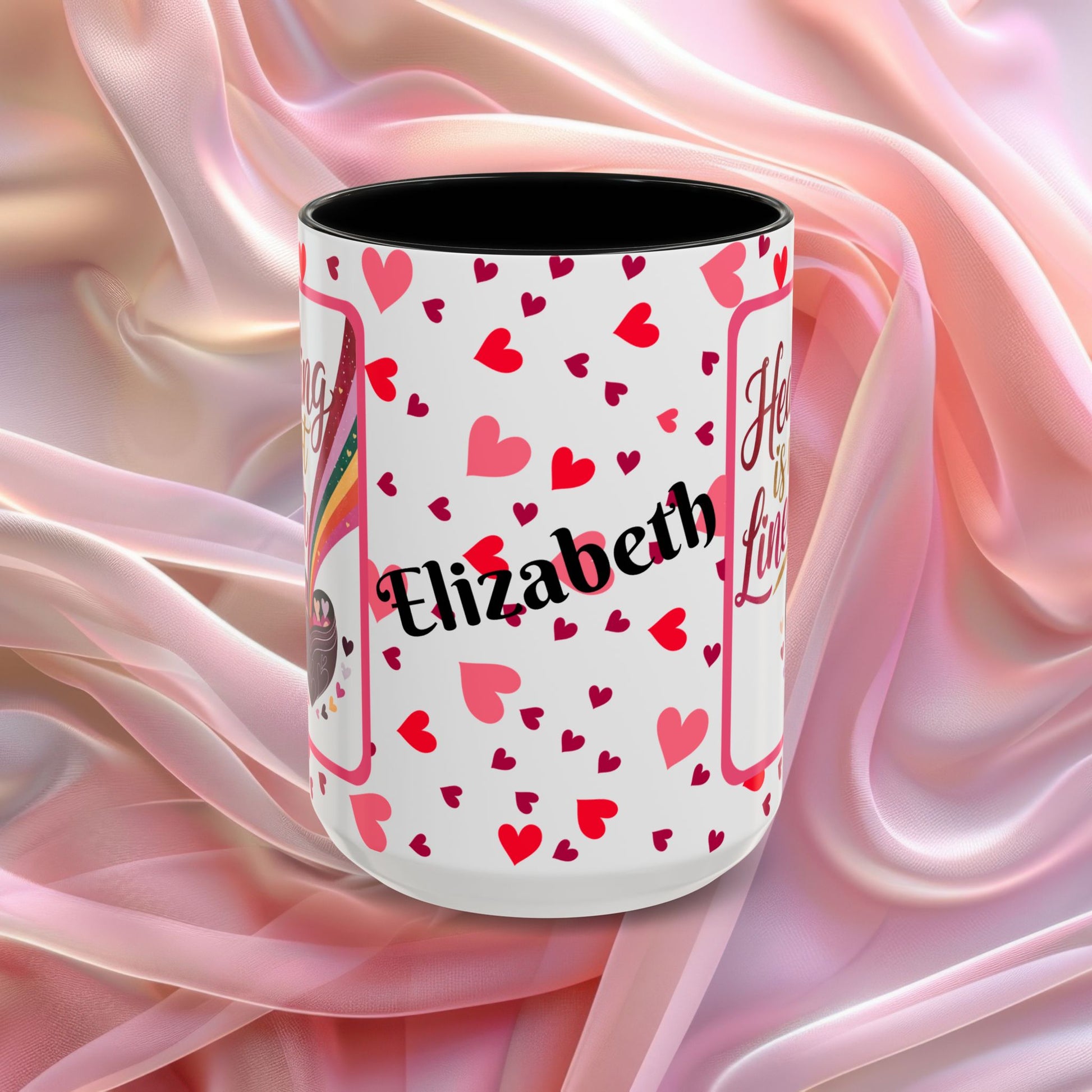 Healing Is Not Linear Valentines mug offering comfort and resilience, Valentine themed affirmation coffee cup
