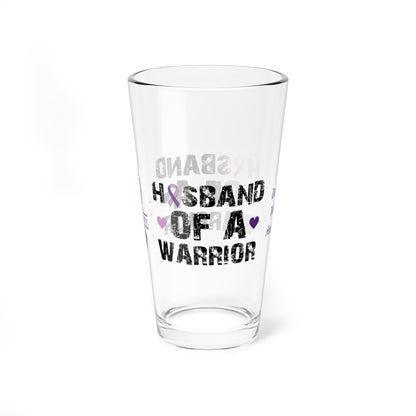 Husband of a Warrior: Personalized Domestic Violence Awareness Warrior Pint Glass - Proud Family Member