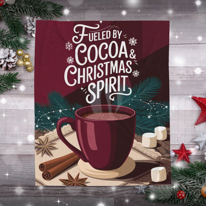 Holiday blanket “Fueled by Cocoa & Christmas Spirit” cozy Christmas throw for warmth and fun