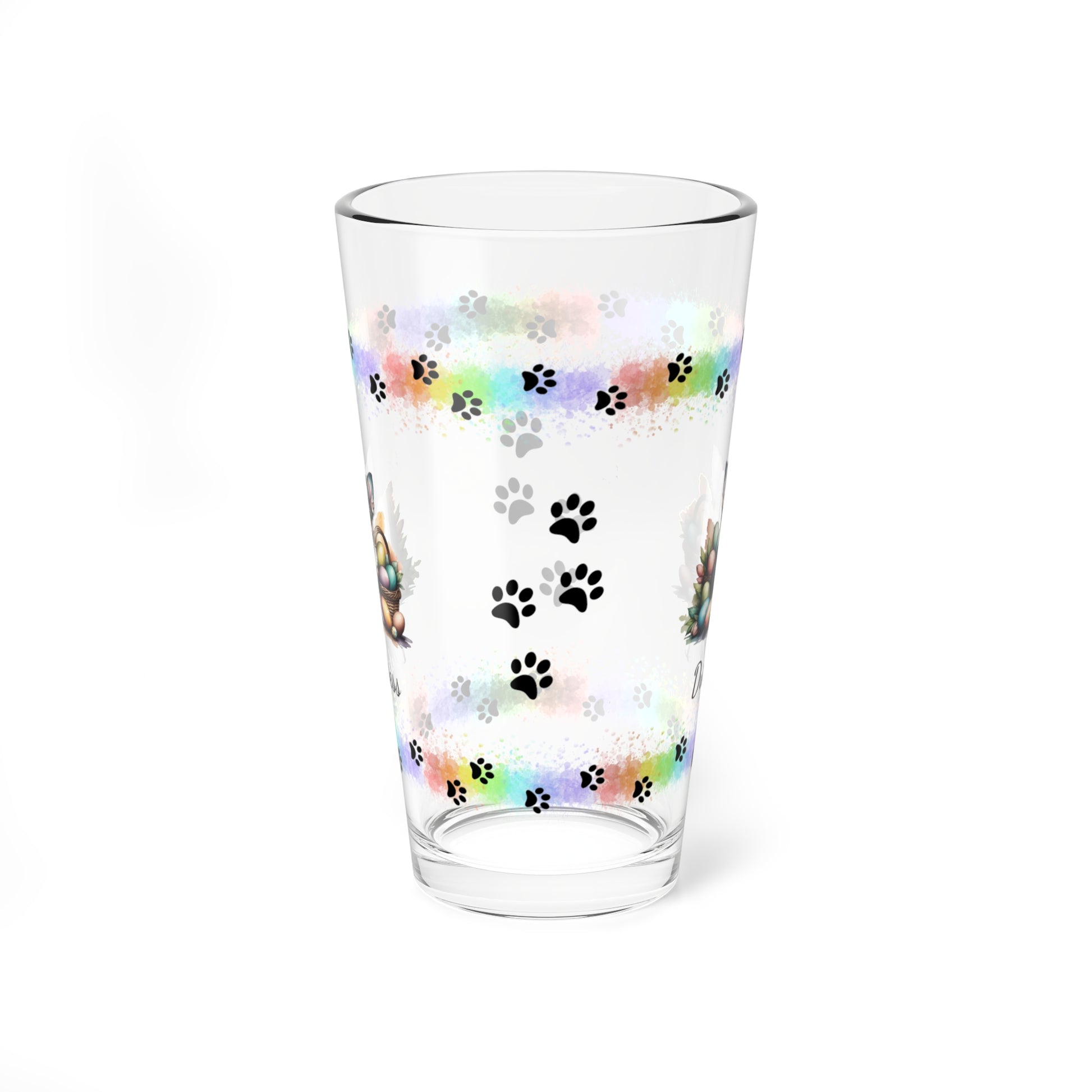 Chihuahua (Blue Tri) Personalized Easter Puppy 16oz Pint Glass - Custom Dog Design, Mental Health Gift, Easter Décor, and Festive Celebrations