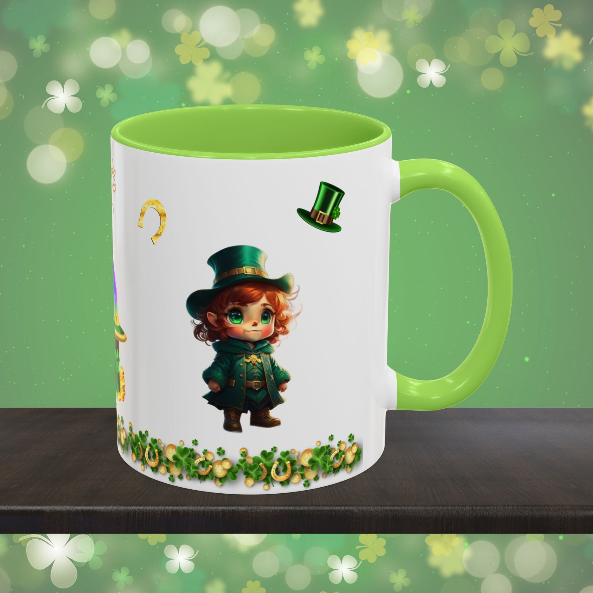 Mystical Leprechaun Magic: St. Patrick's Day Two-Tone Coffee Mug - Festive Ceramic Mug for Positivity & Mindfulness