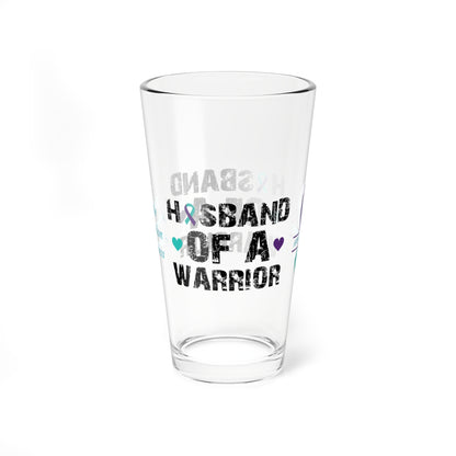 Husband of a Warrior: Personalized Suicide Prevention Awareness Warrior Pint Glass - Proud Family Member