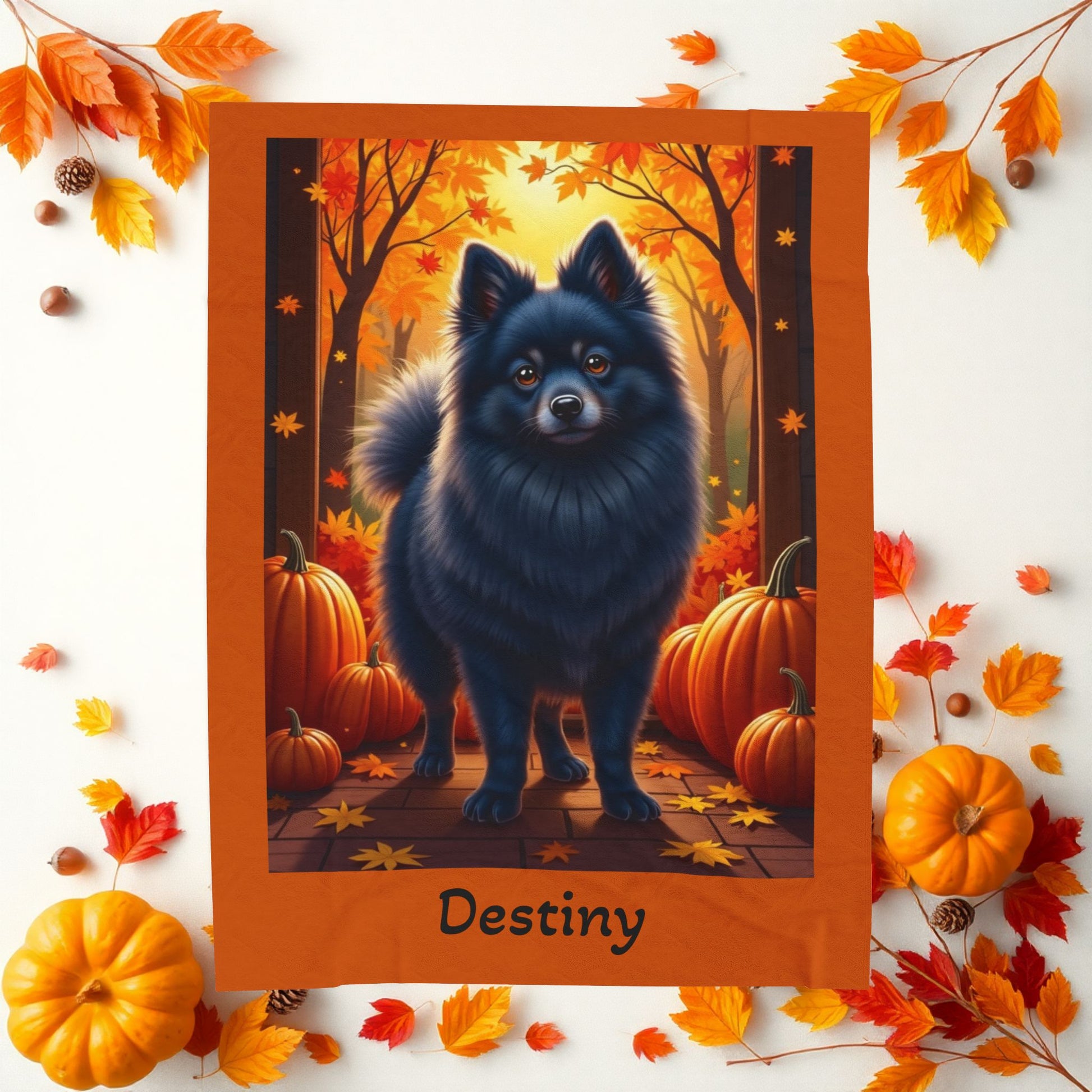 Blue Pomeranian velveteen plush blanket, soft and warm dog lover throw, perfect cozy home accent gift idea