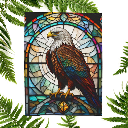 A majestic eagle blanket in stained glass style, offering cozy warmth and peaceful energy.