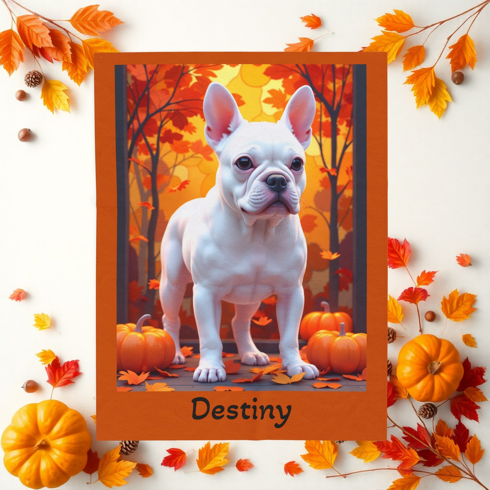 White French Bulldog velveteen plush blanket, plush personalized dog throw for Frenchie fans - MySisterIsASurvivor