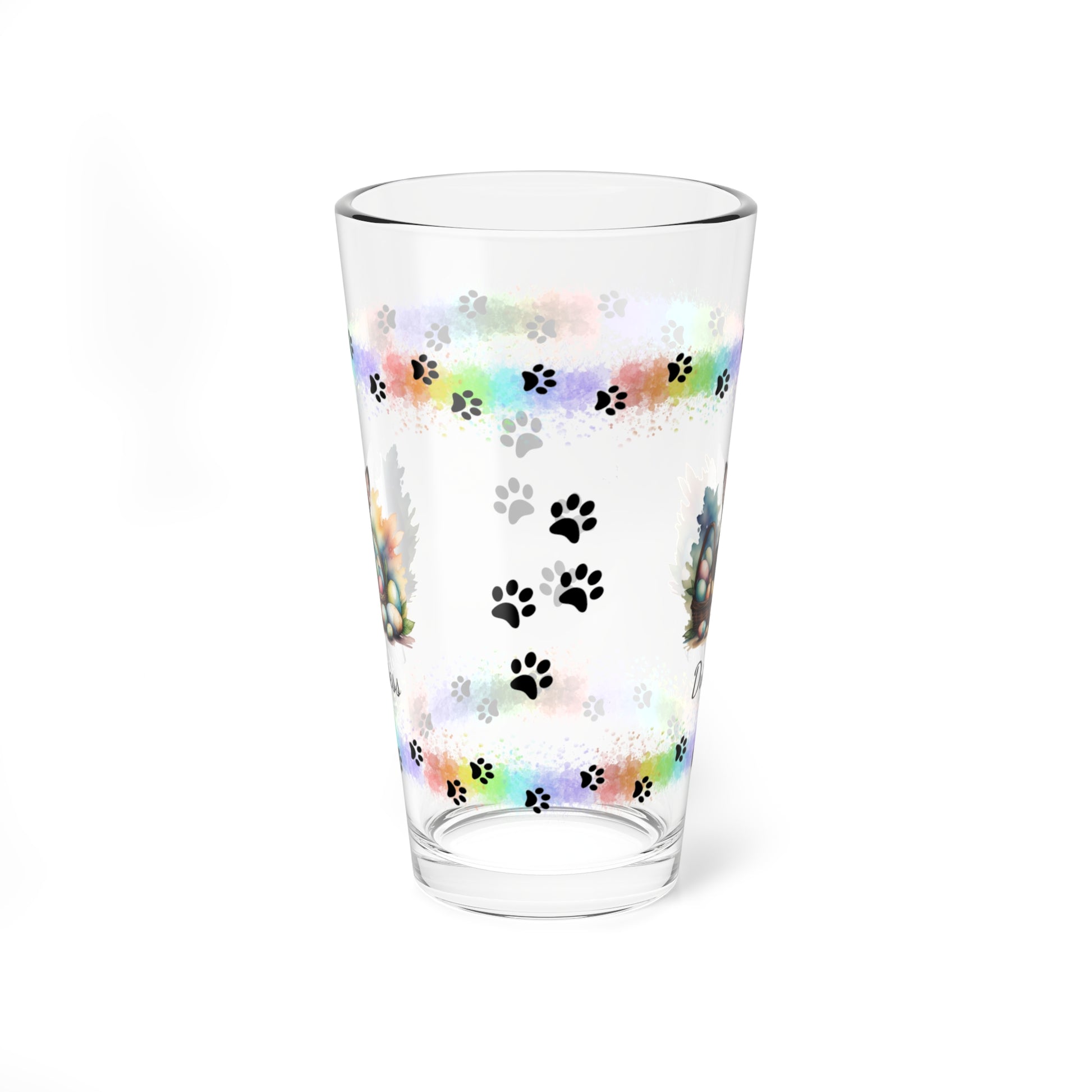 Chihuahua (Black Tri) Personalized Easter Puppy 16oz Pint Glass - Custom Dog Design, Mental Health Gift, Easter Décor, and Festive Celebrations