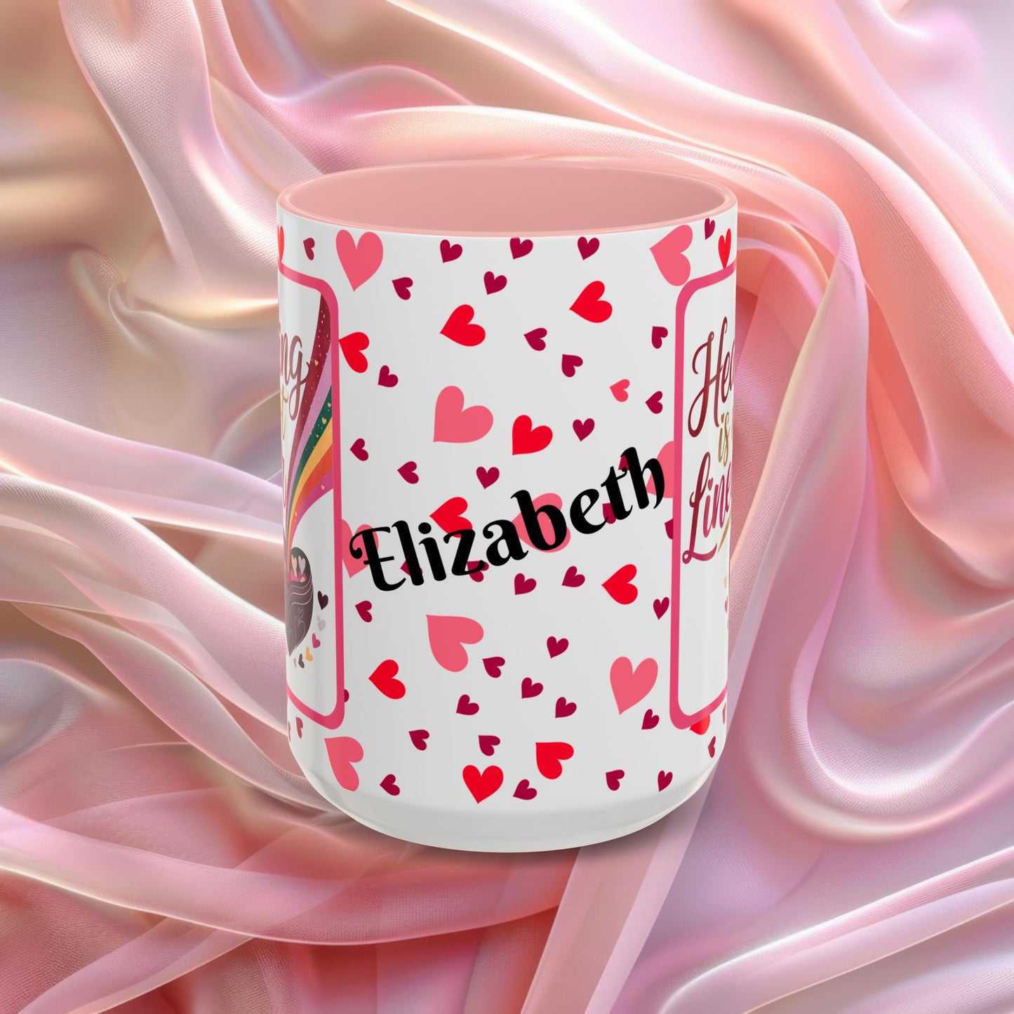 Healing Is Not Linear Valentines mug offering comfort and resilience, Valentine themed affirmation coffee cup