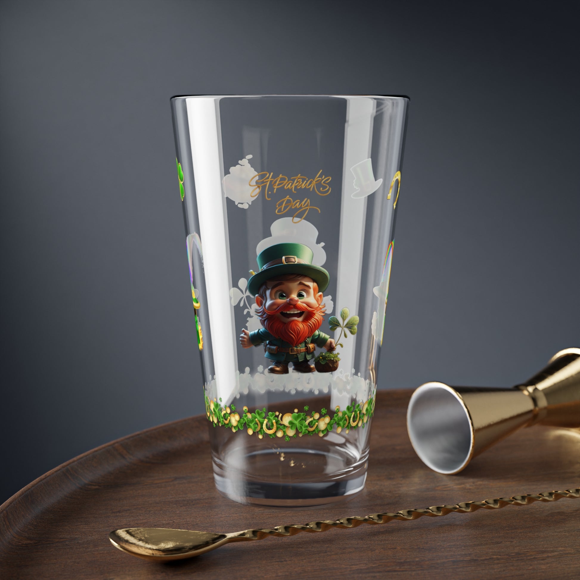 Leprechaun Glee: Mindful St. Patrick's Day 16oz Pint Glasses - Festive Design for Positivity & Wellness
