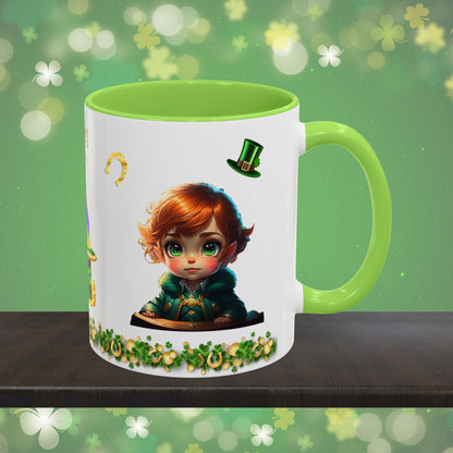 Leprechaun Labyrinth Logic: St. Patrick's Day Two-Tone Coffee Mug - Festive Ceramic Mug for Positivity & Mindfulness