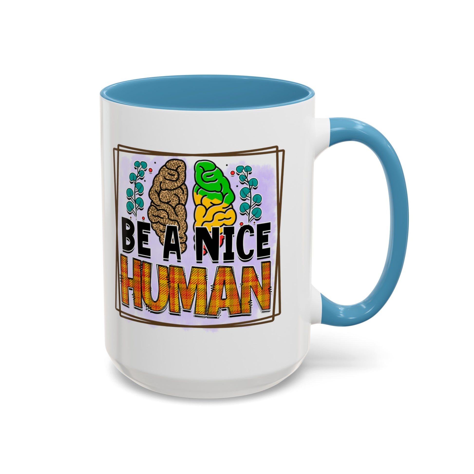 Be A Nice Human - Accent Coffee Mug (11, 15oz)