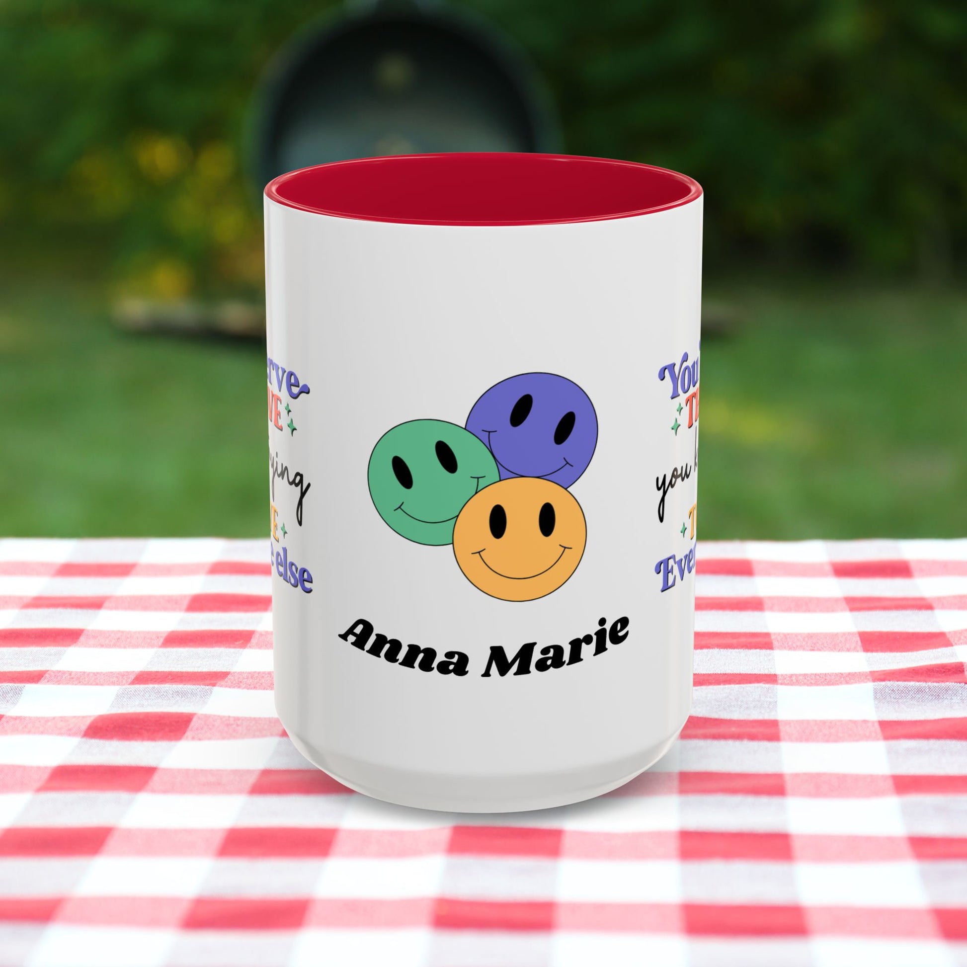 You Deserve the Love You Keep Trying to Give Everyone Else - Custom Retro Self-Care Mug for Emotional Wellness