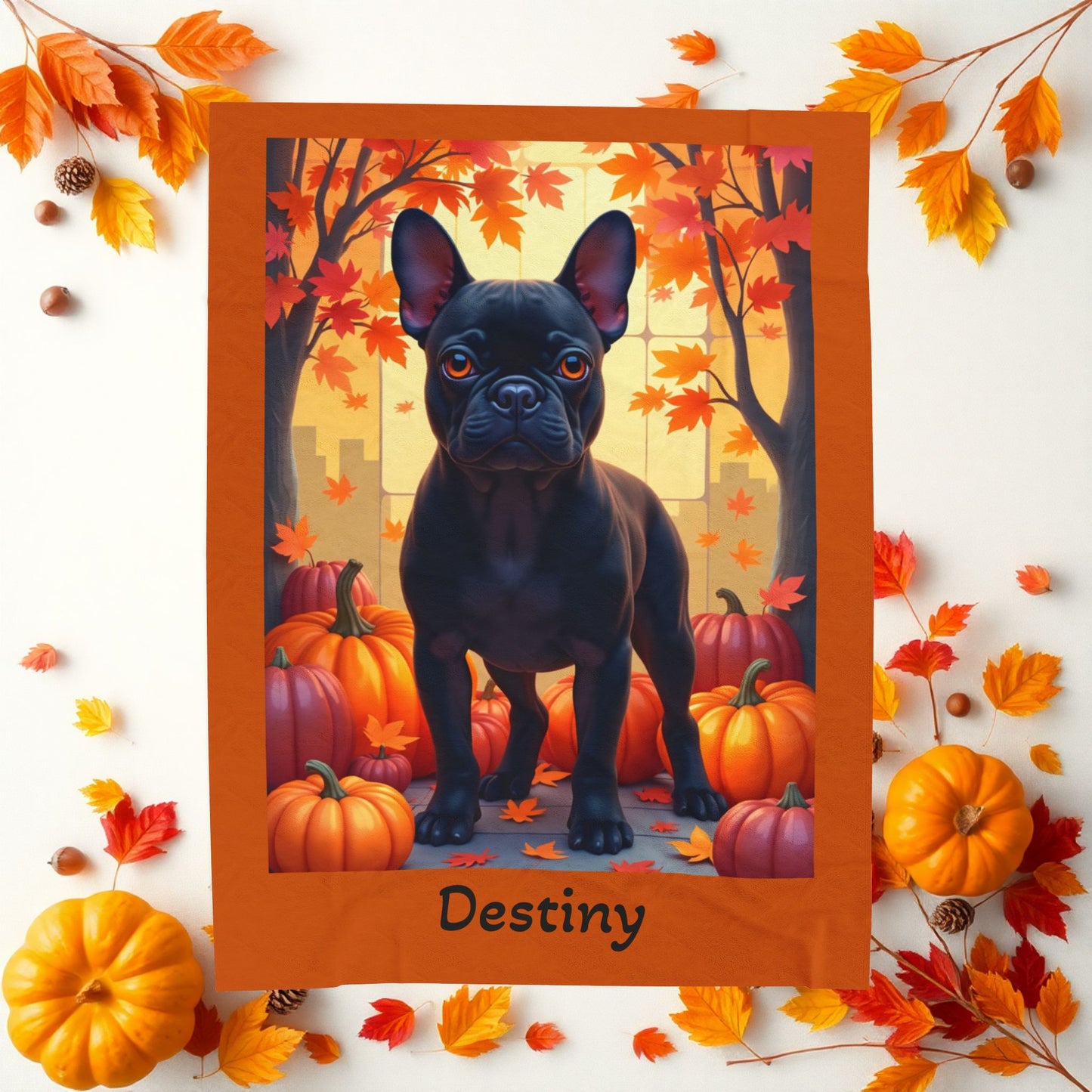 Black French Bulldog velveteen plush blanket, cozy personalized dog throw for Frenchie owners - MySisterIsASurvivor