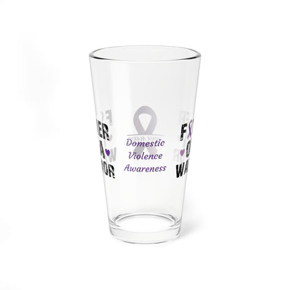 Father of a Warrior: Personalized Domestic Violence Awareness Warrior Pint Glass - Proud Family Member