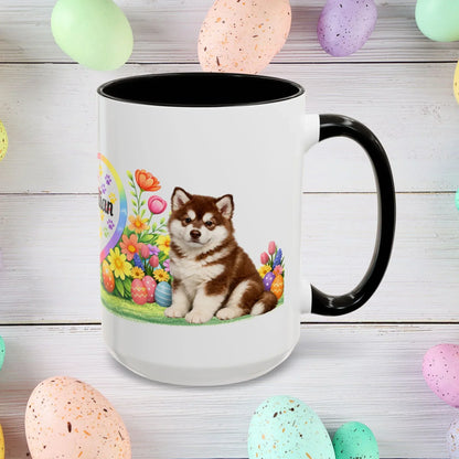 Shop our alaskan malamute red white puppy easter mug featuring the 15oz style option from MySisterIsASurvivor.