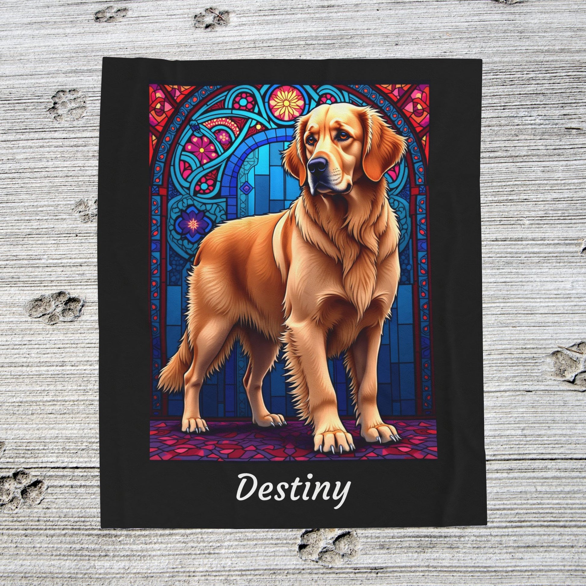 Golden Retriever Light Coat Personalized Velveteen Plush Blanket, Custom Dog Lover Gift Throw