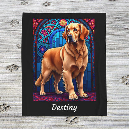 Golden Retriever Light Coat Personalized Velveteen Plush Blanket, Custom Dog Lover Gift Throw