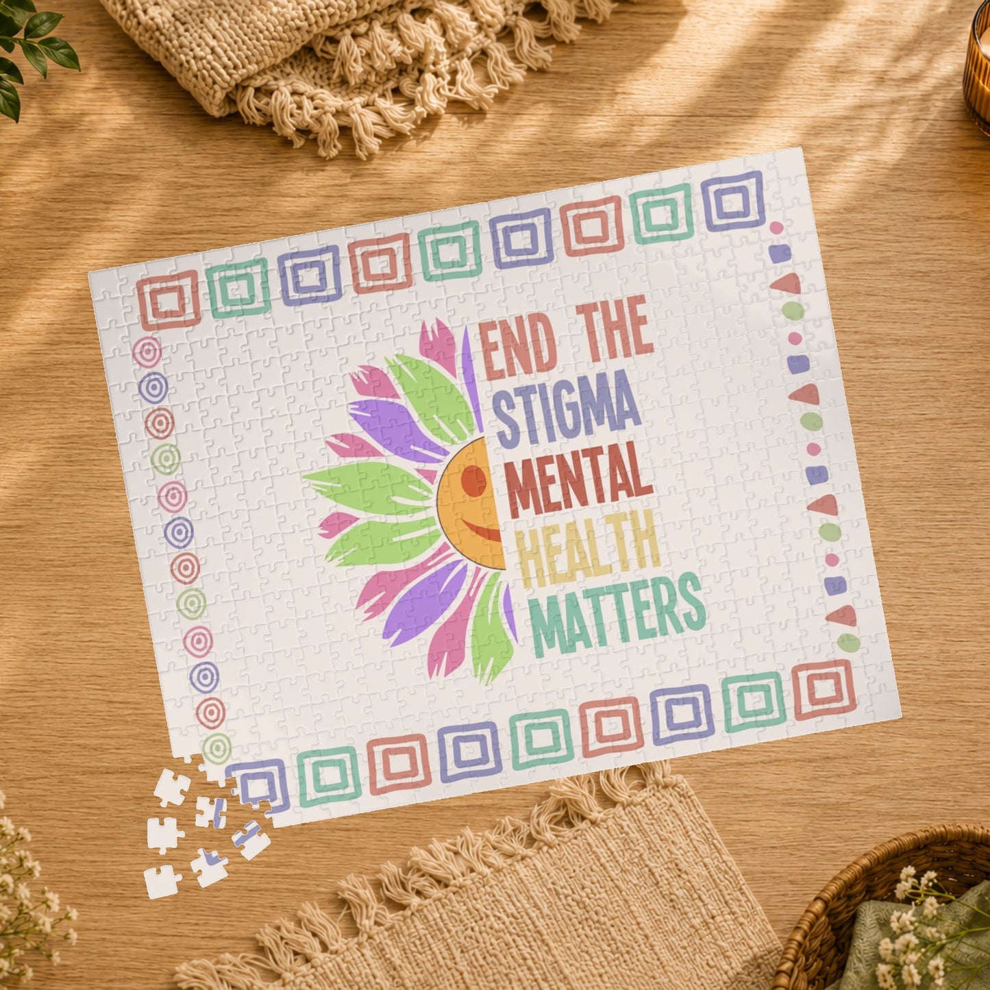 End the Stigma - Mental Health Matters Affirmation Puzzle Gift for Survivors and Puzzle Lovers
