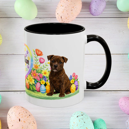 Shop our pitbull brindle puppy easter mug featuring the 11oz style option from MySisterIsASurvivor.