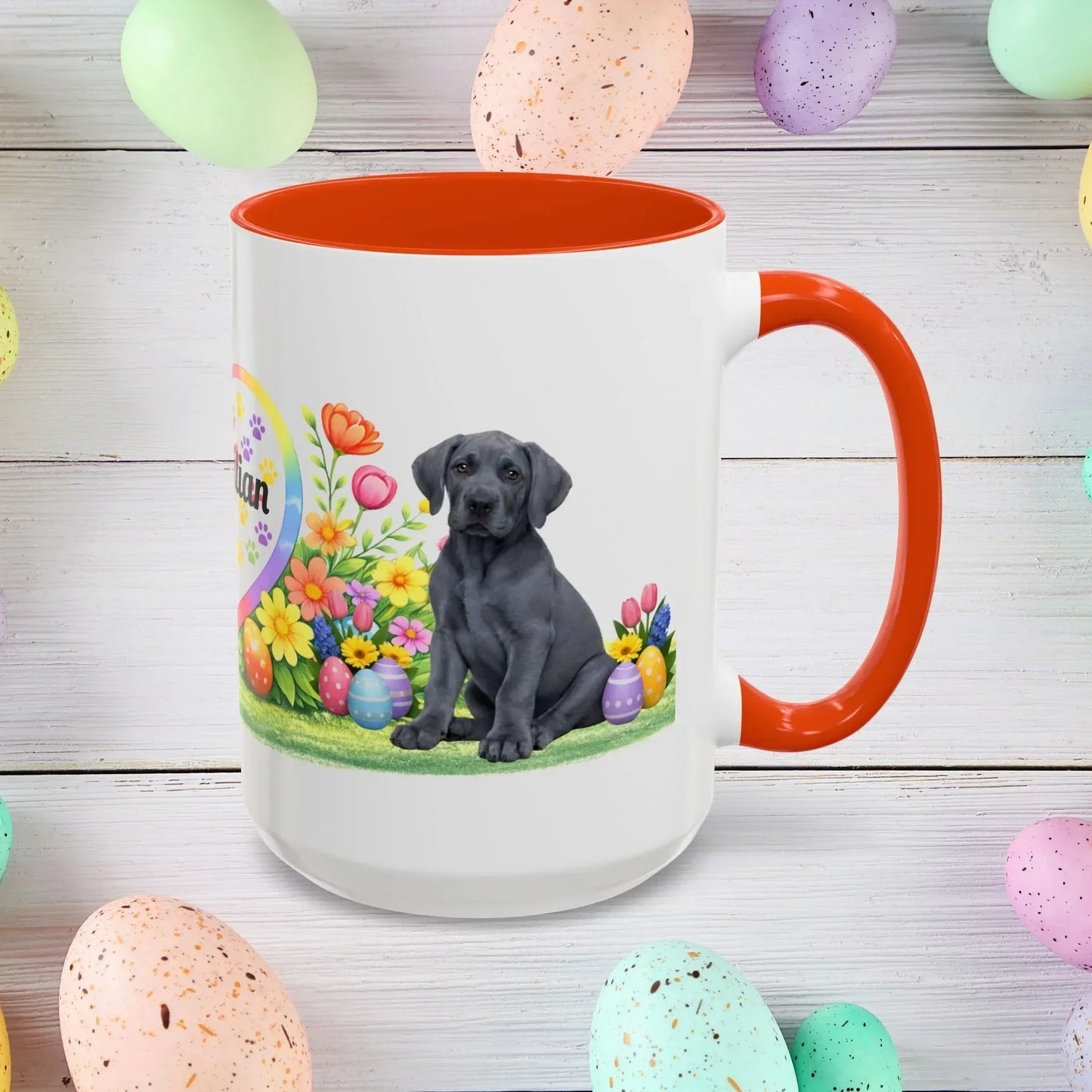 Shop our great dane blue puppy easter mug featuring the 15oz style option from MySisterIsASurvivor.