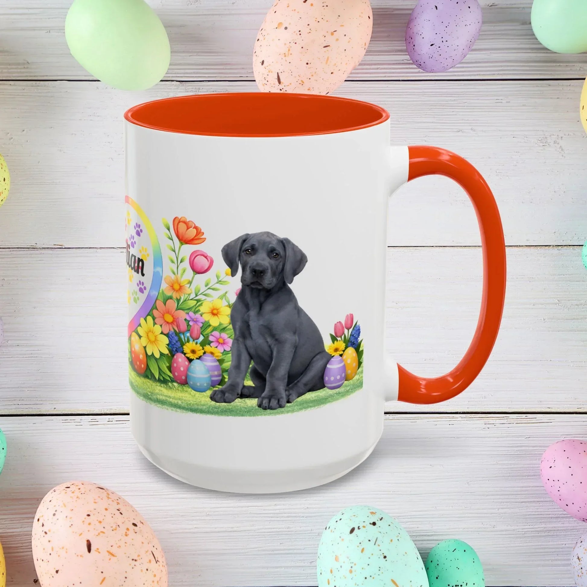 Shop our great dane blue puppy easter mug featuring the 15oz style option from MySisterIsASurvivor.