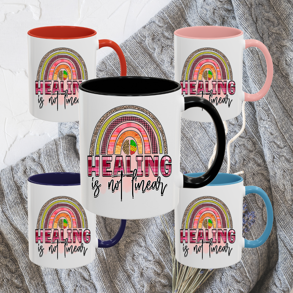 Healing Is Not Linear - Accent Coffee Mug (11, 15oz)