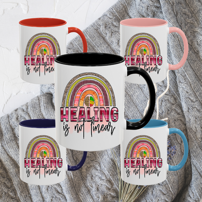 Healing Is Not Linear - Accent Coffee Mug (11, 15oz)
