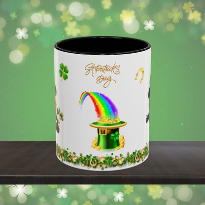 Leprechaun Glee: St. Patrick's Day Two-Tone Coffee Mug - Festive Ceramic Mug for Positivity & Mindfulness