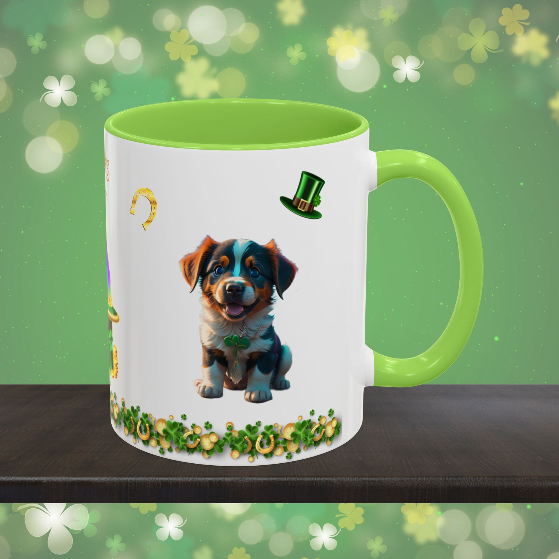 Shamrock Snuggles: St. Patrick's Day Two-Tone Coffee Mug - Festive Ceramic Mug for Positivity & Mindfulness