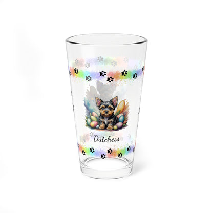 Yorkshire Terrier Personalized Easter Puppy 16oz Pint Glass - Custom Dog Design, Mental Health Gift, Easter Décor, and Festive Celebrations