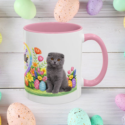 Shop our scottish fold kitten easter mug featuring the 11oz style option from MySisterIsASurvivor.