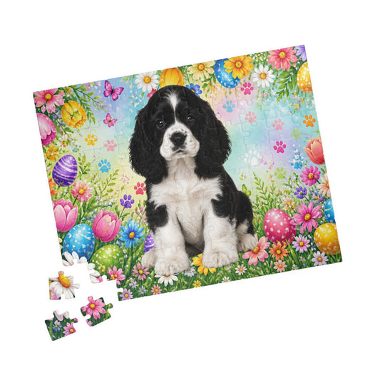 American Cocker Spaniel (Black & White) Easter Puppy Puzzle