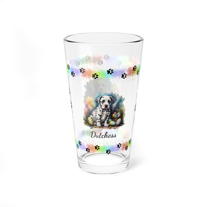 Dalmatian Personalized Easter Puppy 16oz Pint Glass - Custom Dog Design, Mental Health Gift, Easter Décor, and Festive Celebrations