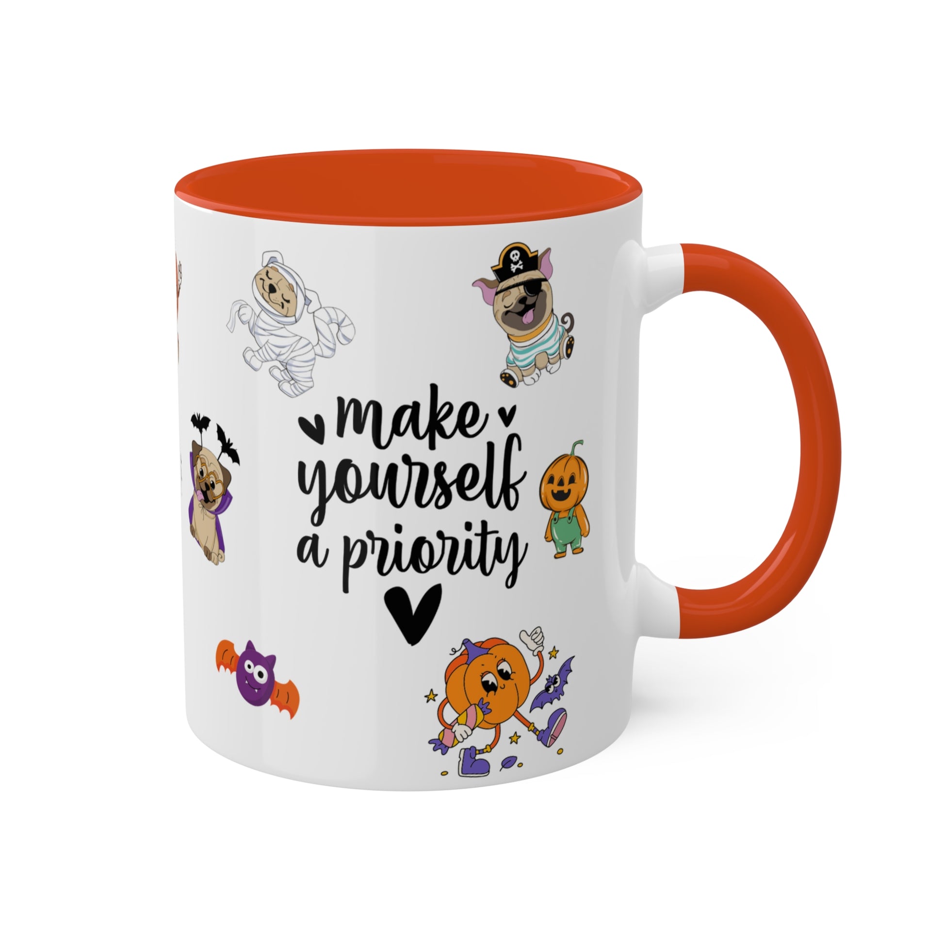 Make Yourself A Priority - Halloween Affirmation Mug - 11oz Ceramic Coffee Cup with Positive Quotes & Cute Vibes