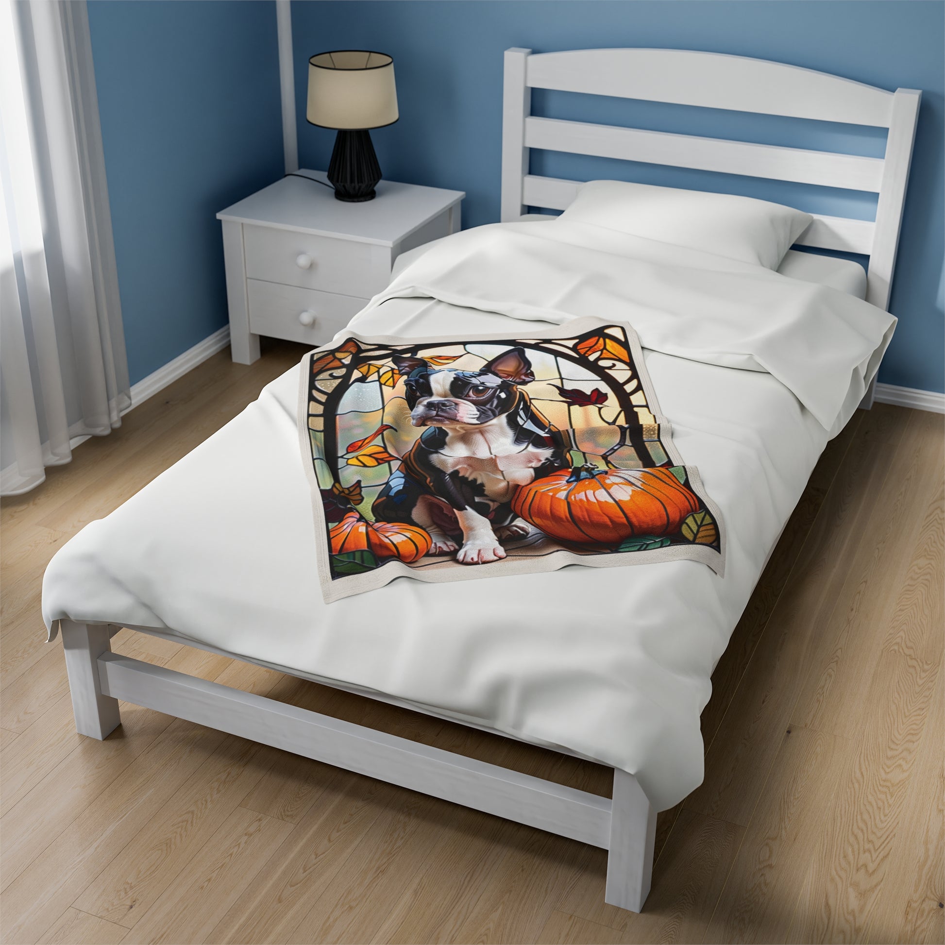 Boston Terrier Dog Velveteen Plush Blanket - Pet Lover Gift, Boston Terrier Pet Blanket, Dog Lover Gift