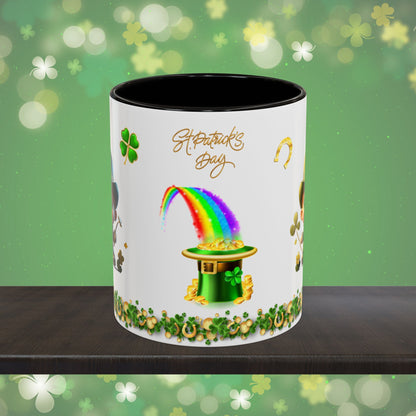 Leprechaun Laughter Logic: St. Patrick's Day Two-Tone Coffee Mug - Festive Ceramic Mug for Positivity & Mindfulness