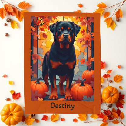 Black and Rust Rottweiler velveteen plush blanket, cozy personalized dog throw for loyal Rottie fans - MySisterIsASurvivor