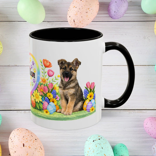 Shop our german shepherd sable puppy easter mug featuring the 11oz style option from MySisterIsASurvivor.