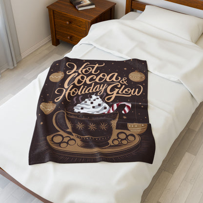 Christmas blanket “Hot Cocoa & Holiday Glow” cozy festive throw for winter comfort and joy