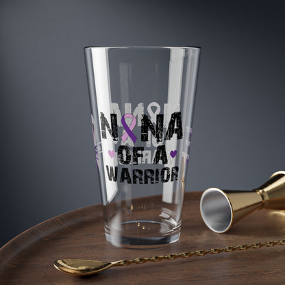Nana of a Warrior: Personalized Domestic Violence Awareness Warrior Pint Glass - Proud Family Member