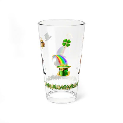 Leprechaun Labyrinth Logic: Mindful St. Patrick's Day 16oz Pint Glasses - Festive Design for Positivity & Wellness