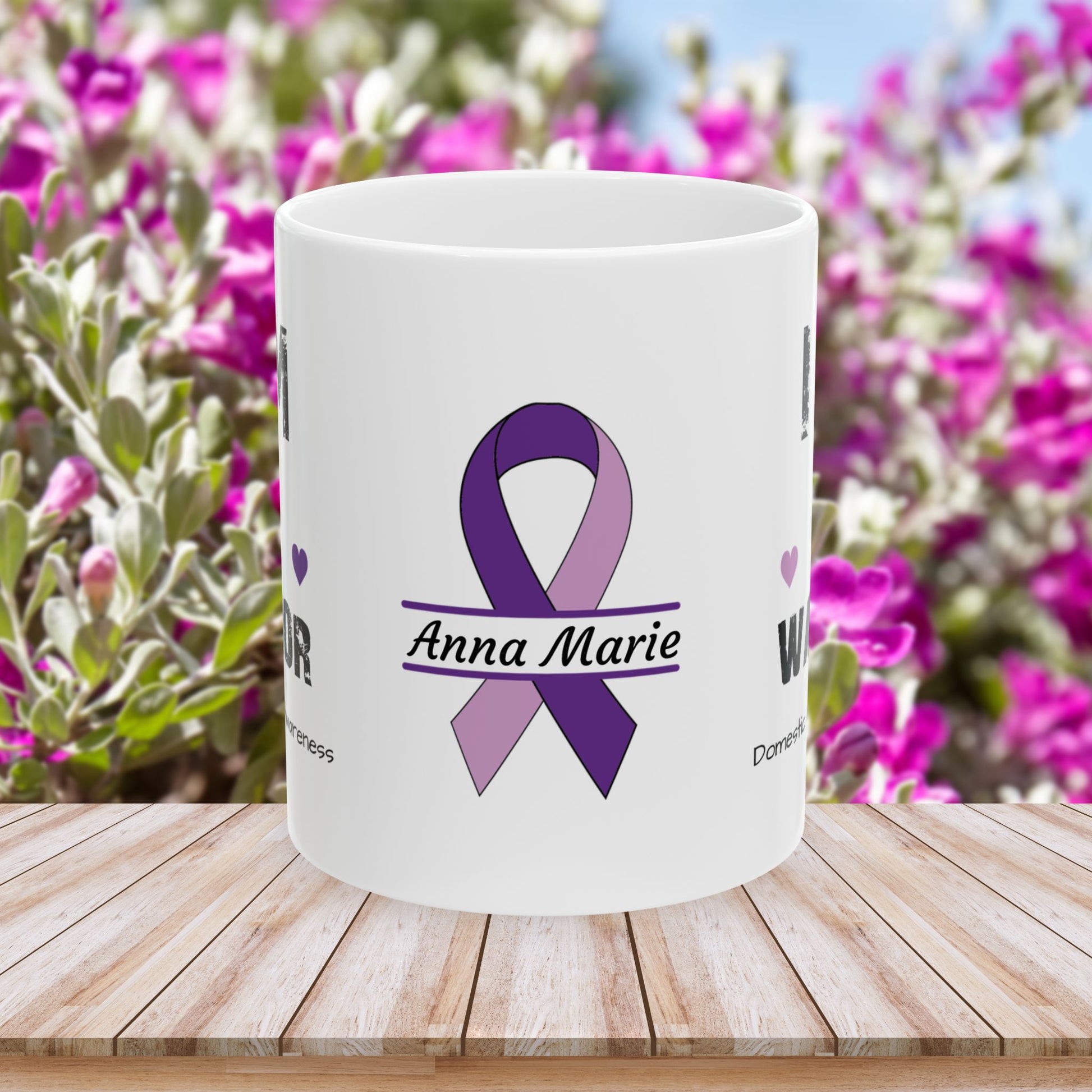 I am of a Warrior - Personalized Domestic Violence Awareness Gift, Empowerment and Resilience Ceramic Mug, Support for Survivors