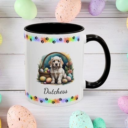 Cocker Spaniel (Light Gold): Personalized Easter Puppy Coffee Mug - Adorable Dog Design, Mental Health Gift, 11oz & 15oz, 12 Color Choices, Easter Gifts & Décor