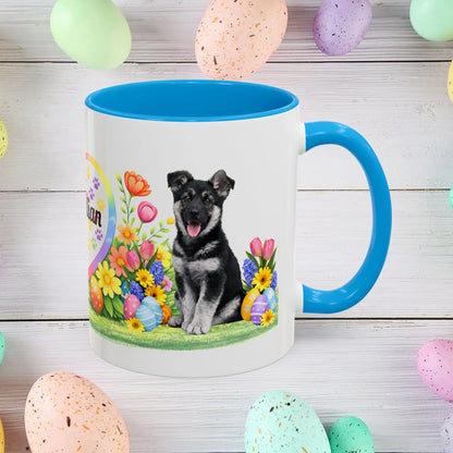 Shop our german shepherd black silver puppy easter mug featuring the 11oz style option from MySisterIsASurvivor.