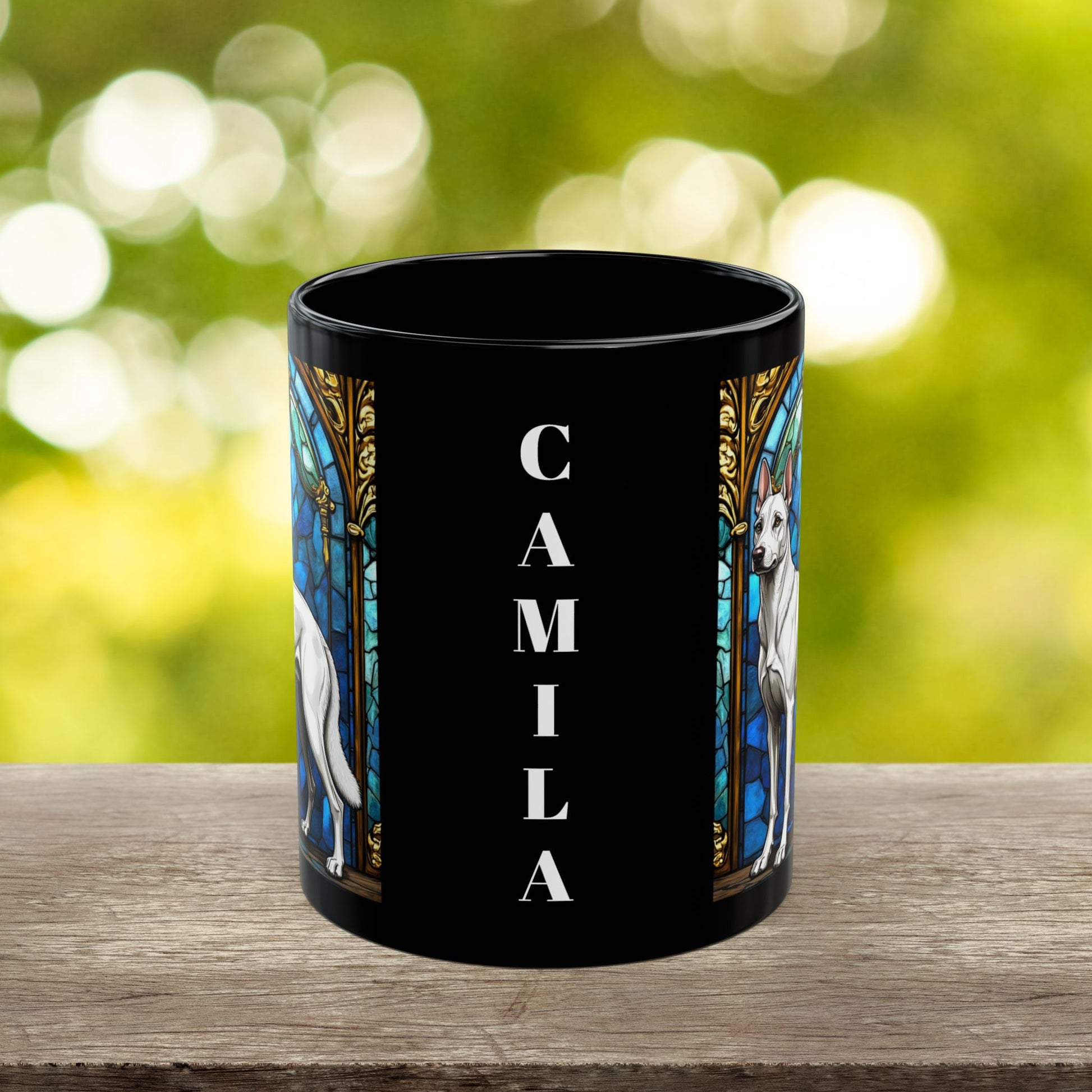White Belgian Malinois custom name mug for dog lovers