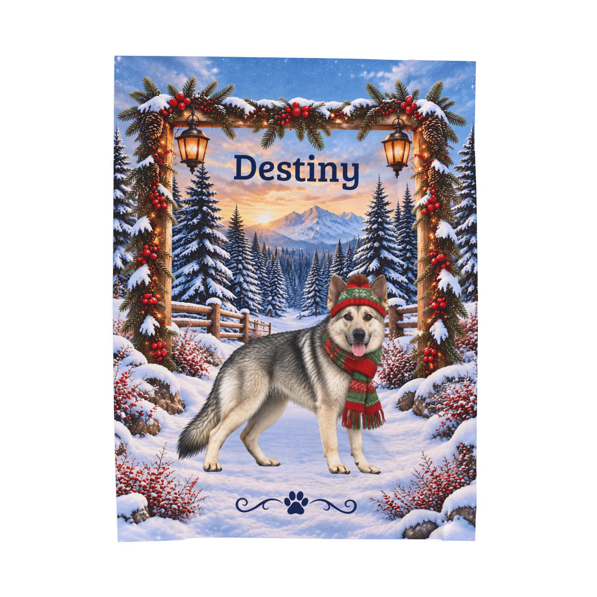 German Shepherd (Maskless Silver Sable Coat) - Personalized Winter Blanket, Custom Name Velveteen Throw - MySisterIsAsurvor