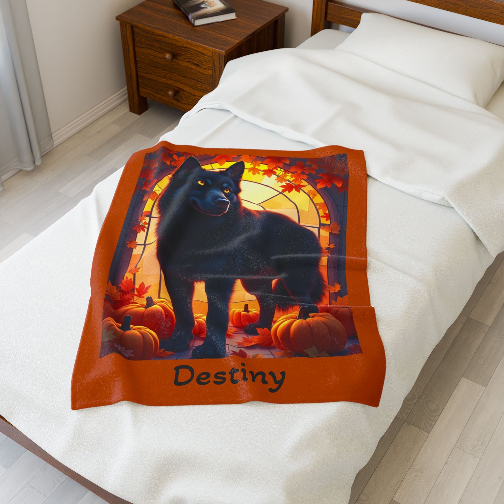 Black Husky amber eyes velveteen plush blanket, personalized dog throw for Husky parents - MySisterIsASurvivor