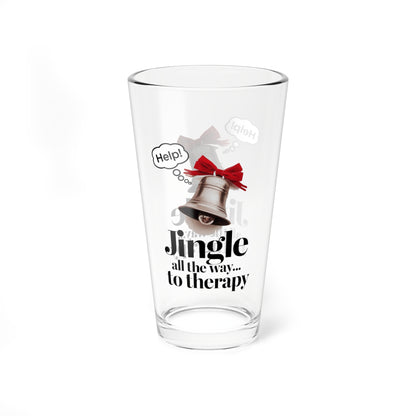 Jingle All The Way... To Therapy, Christmas Pint Glass, 16oz