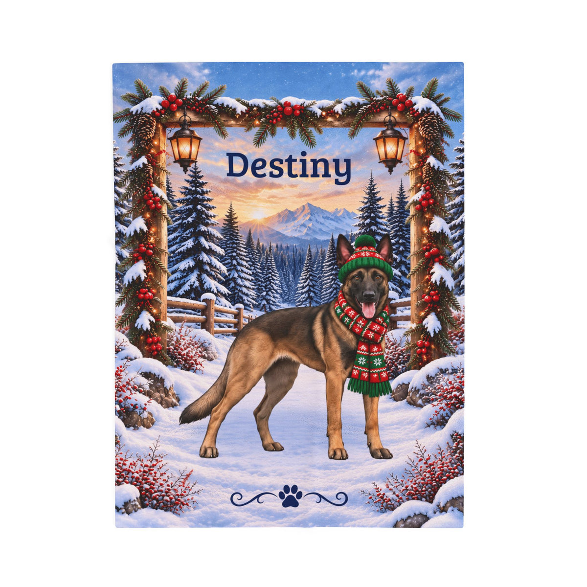 Belgian Malinois (Fawn Sable Coat) - Personalized Winter Keepsake Blanket, Custom Mali Lover Throw
