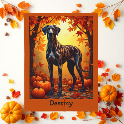 Brindle Great Dane velveteen plush blanket, cozy dog lover throw, personalized gift for gentle giant fans